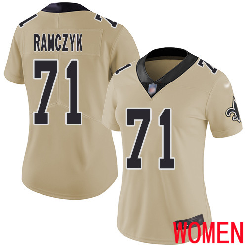 New Orleans Saints Limited Gold Women Ryan Ramczyk Jersey NFL Football #71 Inverted Legend Jersey